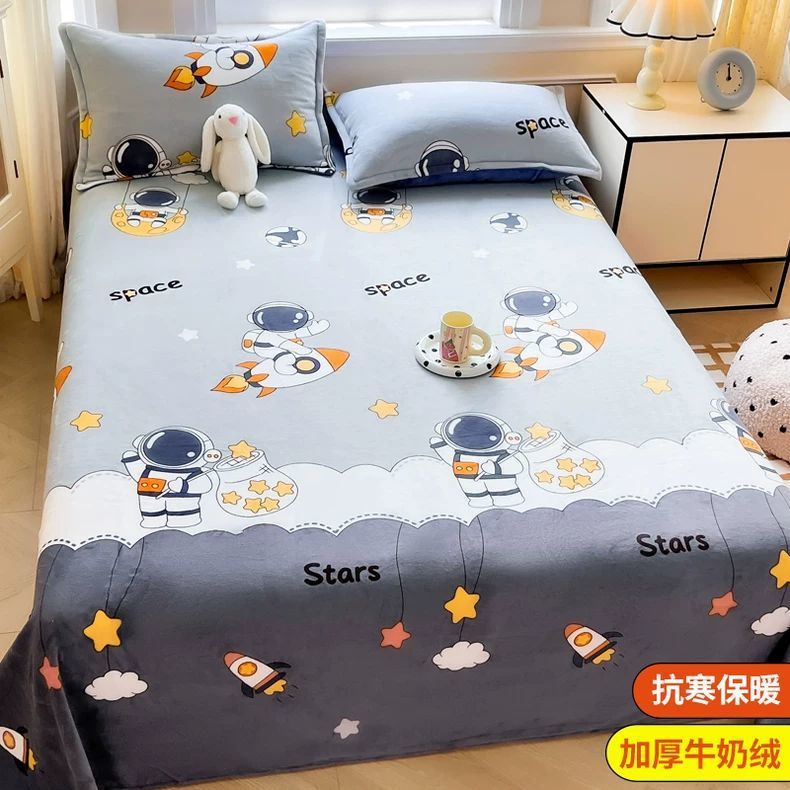 Invierno leche de lana de coral sábanas de lana de una sola pieza brida de manta de peluche dormitorio una sola persona gruesa manta de peluche cálida