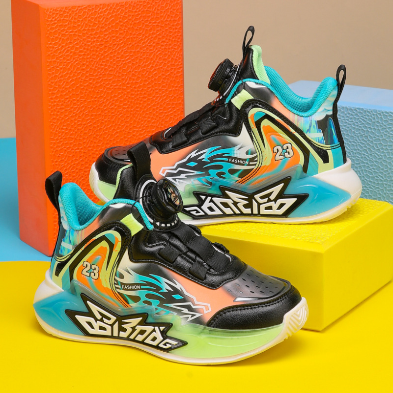 Basketball Shoes For Children Anti-slip Leather Training Trainers_voghion.com