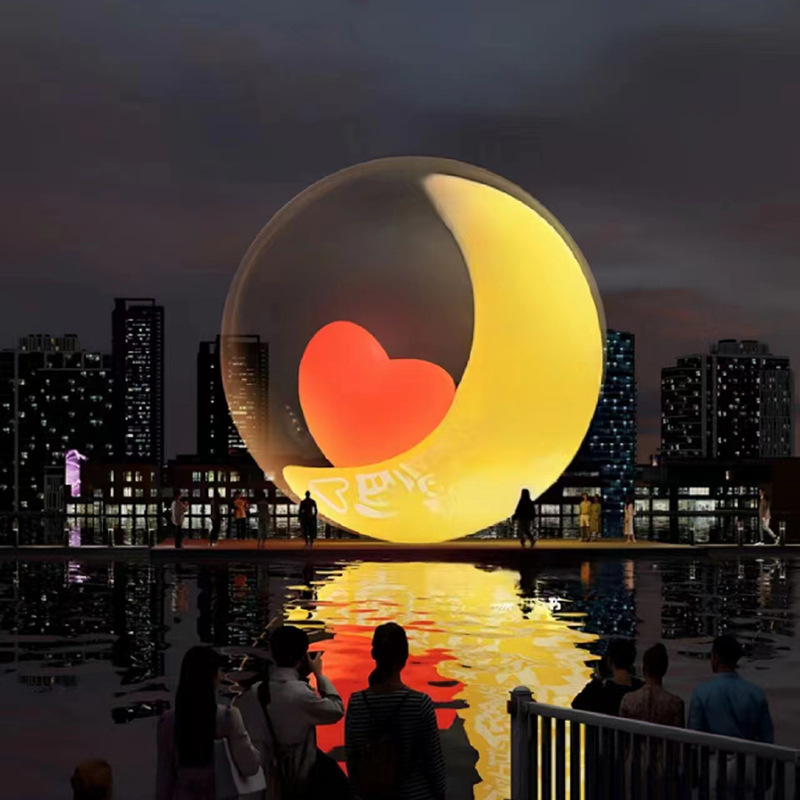 充气发光月球气模中秋节商场活动悬挂PVC网红玉兔道具造型充气式|undefined