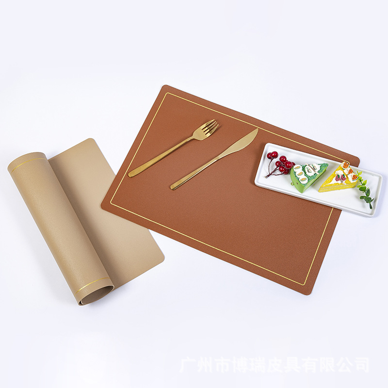 Nordic Style Leather Western Dinner Mat Dual Color Square Heat Insulating Mat Waterproof Table Mat Dinner Plate Mat Cup Mat Luxury Waterproof Mat