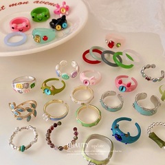 Cartoon Demon Eye Frog Silver Bead Open Ring Fashion Index Ring Cute New Women's Accessory