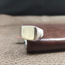 新款 s925银首饰个性复古泰银拉丝男款森系戒指食指霸气指环刻字