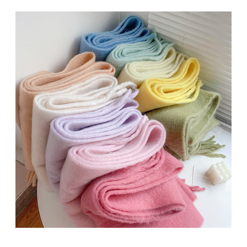 Solid Color Thickened and Extended Scarf for Women, 2026 Autumn and Winter New Korean Style, Versatile Winter Shawl for Students, Pink