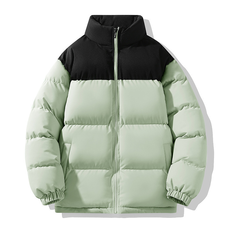 Unisex Winter Padded Coat – Lightweight Polyester Wadding, Stand Collar & Relaxed Fit For Couples (Black, Ivory, Khaki, Pastel Blue, Lavender)_voghion.com