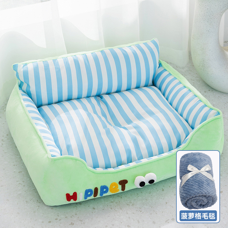 Primavera y verano perros rayas frescas y lindas, ojos grandes, espalda para gatos, sofá para gatos, cuatro estaciones para gatos, mascotas.