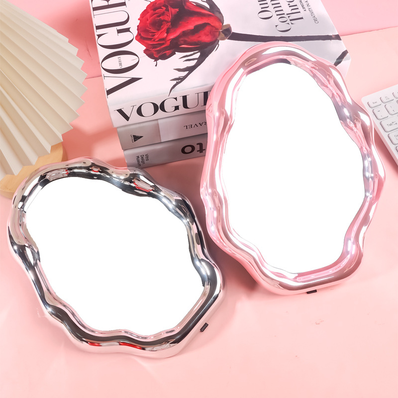 Espejo de maquillaje irregular de escritorio escritorio dormitorio de oficina dormitorio de estudiantes dormitorio espejo de vestir espejo de nube portátil