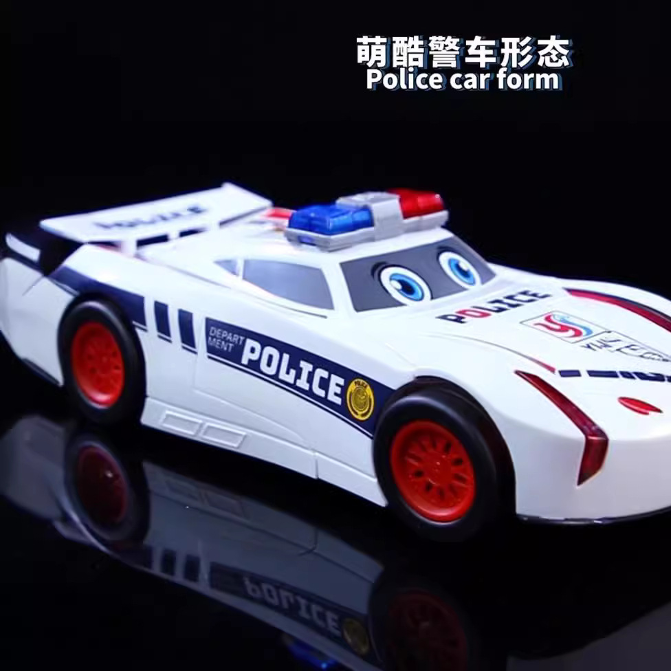 New electric universal deformation police car automatic deformation robot colorful light music children's toy car