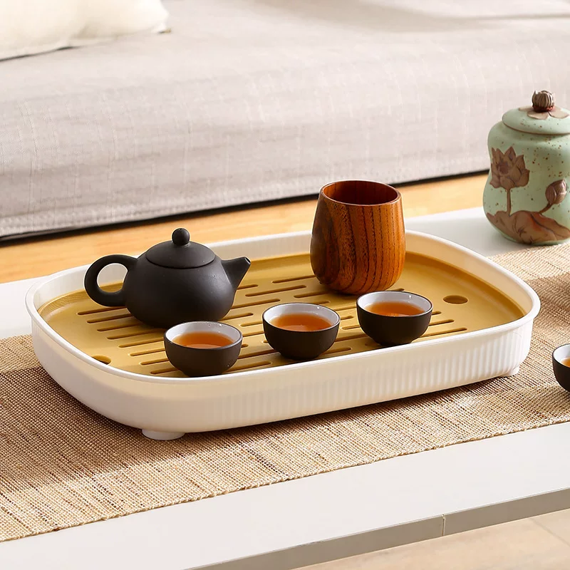 Rectangular modern tea cup for home use, plastic drying rack with glass, simple and elegant design