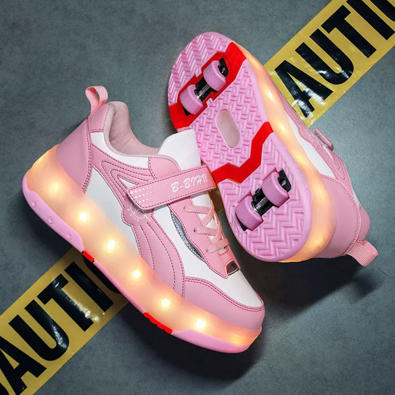 Детские Heelys для девочек, четырехколесные прогулочно-скользящие обувь для взрослых, автоматическое сжатие роликов для мужчин