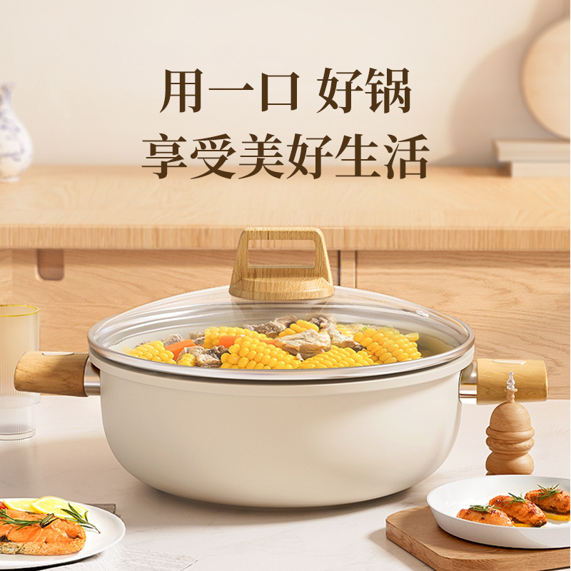 陶瓷汤锅家用不粘锅加厚双耳蒸锅炖锅煮锅燃气灶电磁炉专用煮汤锅|undefined