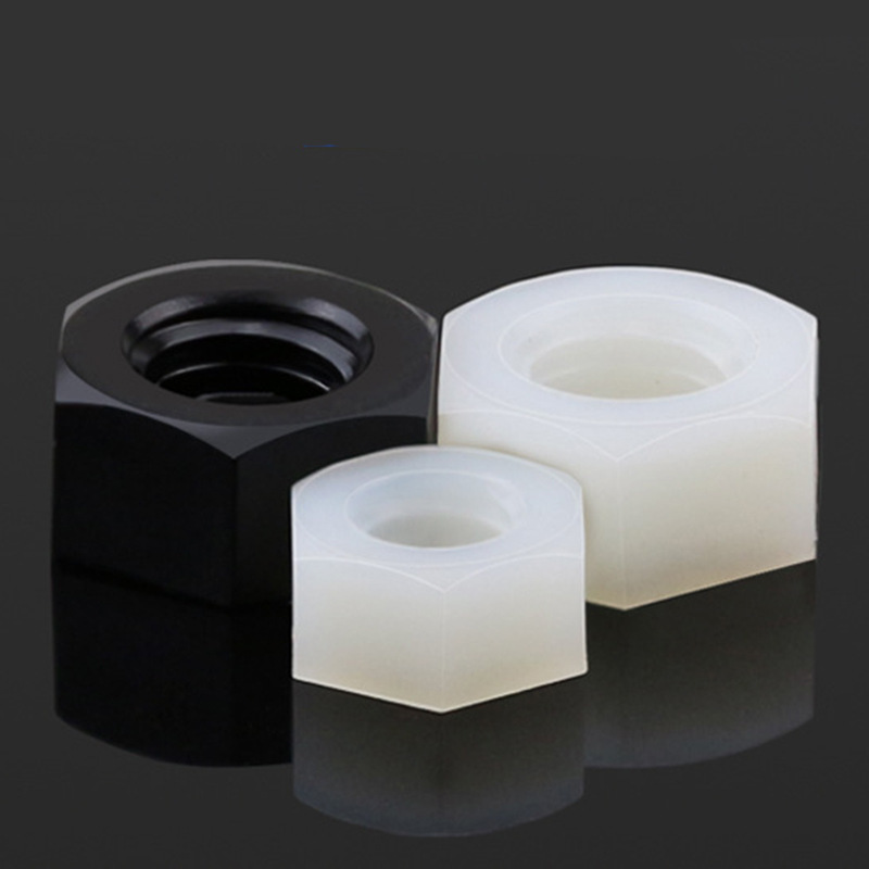 现货尼龙六角螺母塑料绝缘六角螺帽防锈六角螺母尼龙螺母M6*1.0