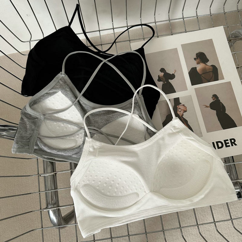 Summer cross-belt sexy back bra small breasts gathered and tied with breasts suspender vest integrated strap girl underwear