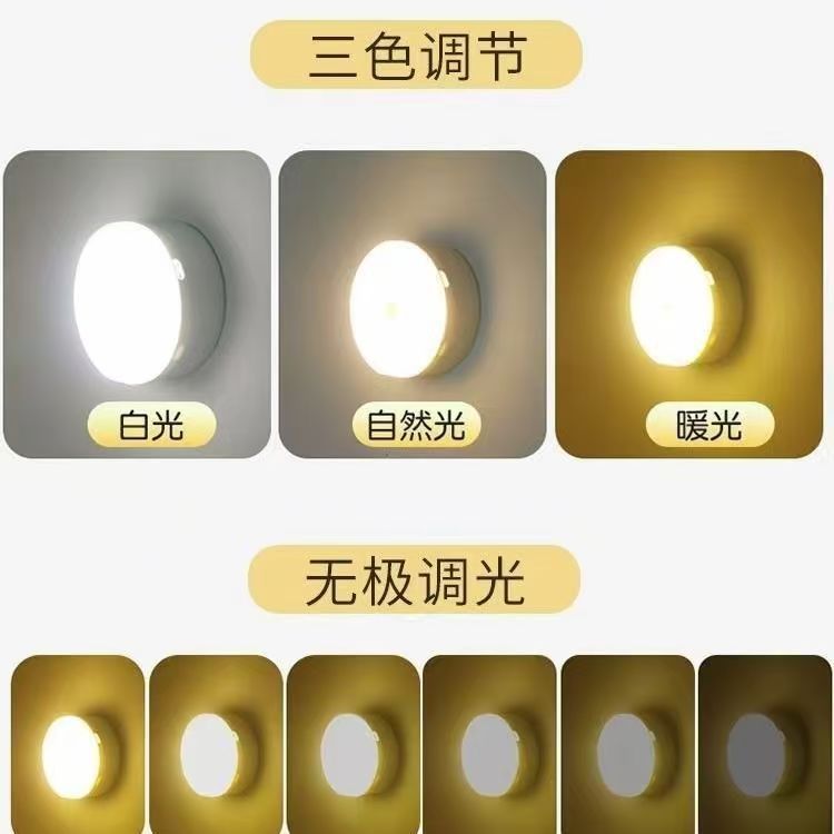 2024新型人体感応灯夜間自動点灯家庭用廊下通路知能音響制御充電小夜灯|undefined