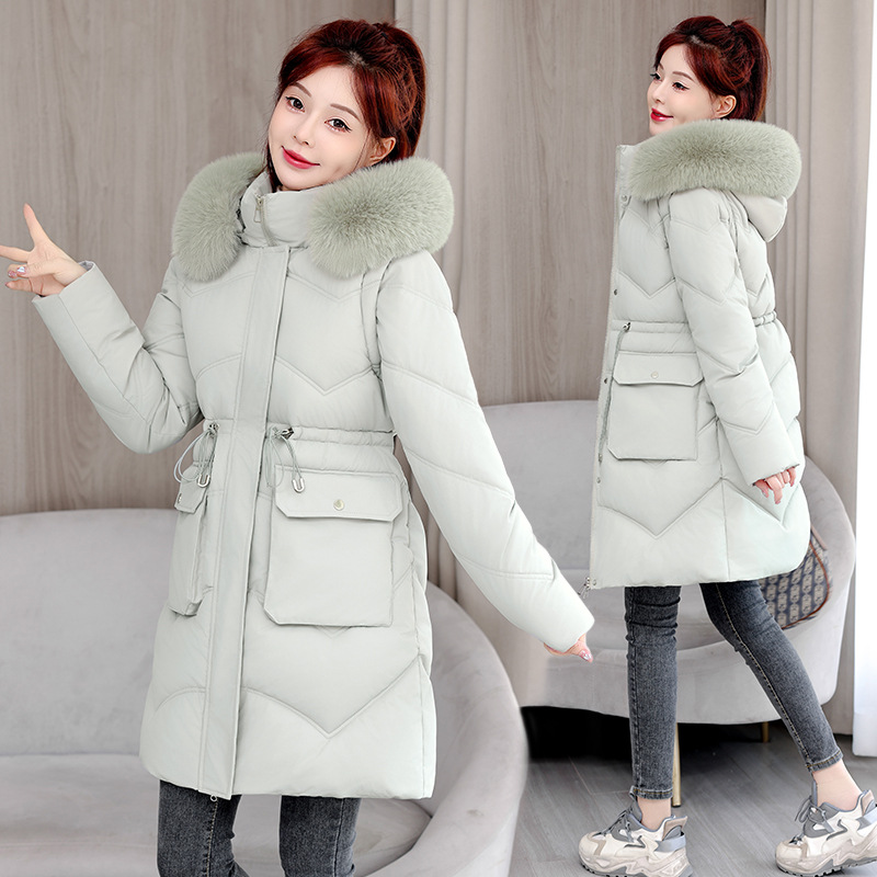 Mangas desmontables de comercio exterior ropa de algodón para mujeres 2025 nuevo invierno engrosado gran abrigo de algodón de cuello de cabello chaqueta de algodón para mujeres