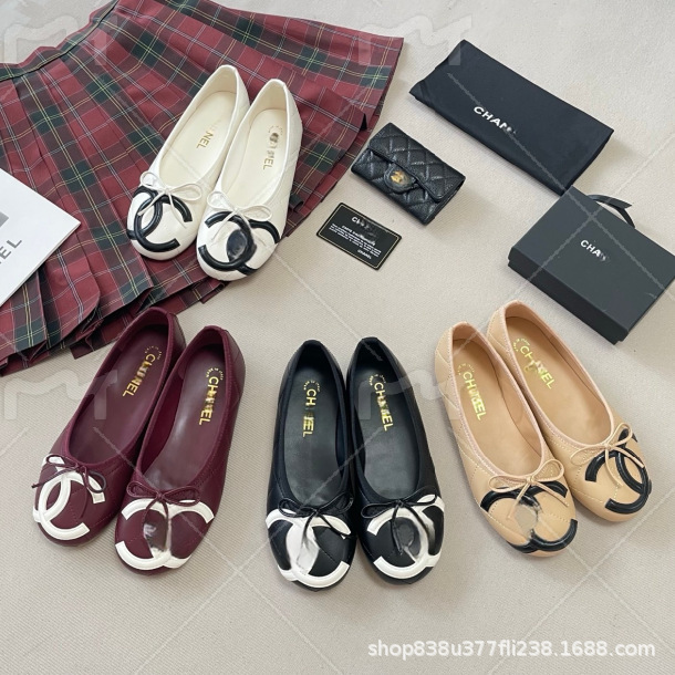 Authentic Chanel New Vintage Bowknot Shallow Flats Ballet Shoes Slip-On Soft Sole Loafers