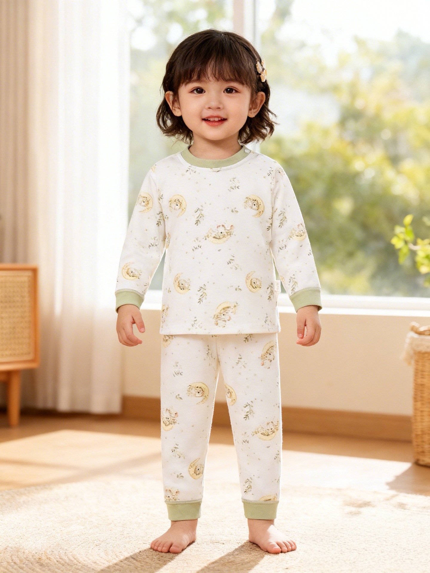 Anyang algodón infantil ropa interior set primavera primavera primavera otoño pijamas de manga larga bebé ropa infantil