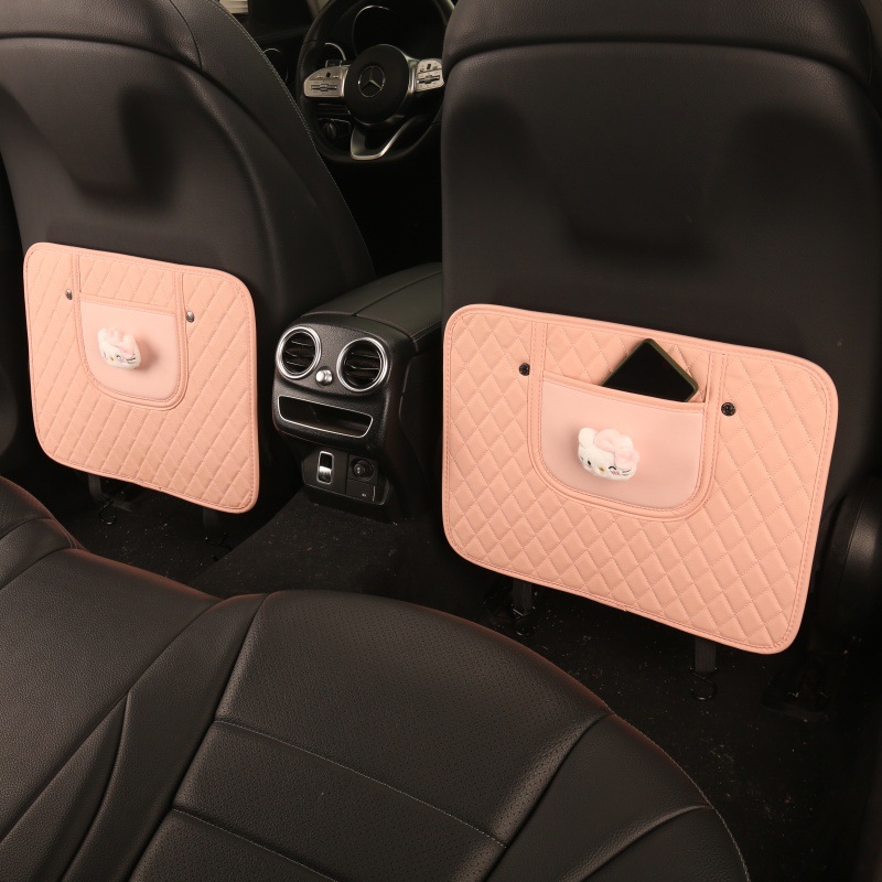 Casual Ladies Cute Cartoon Chair Back Anti-Kick Pad Car Seat Back Anti-Fouling Pad Seat Back Pocket Hanging Type