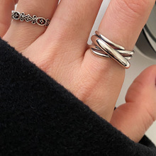 黑凤凰韩版饰品925纯银指环个性潮人首饰时尚复古设计编织戒指