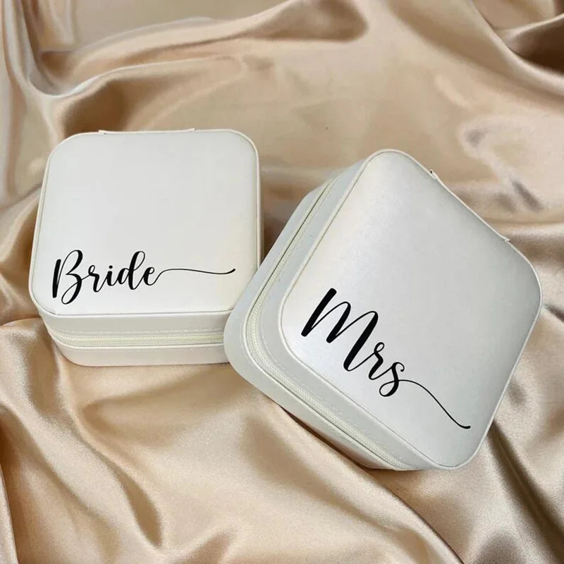 クロスボーダーbrideとmrs白いプリントアルファベット正方形ジュエリーボックス花嫁結婚式独身パーティー装飾|undefined