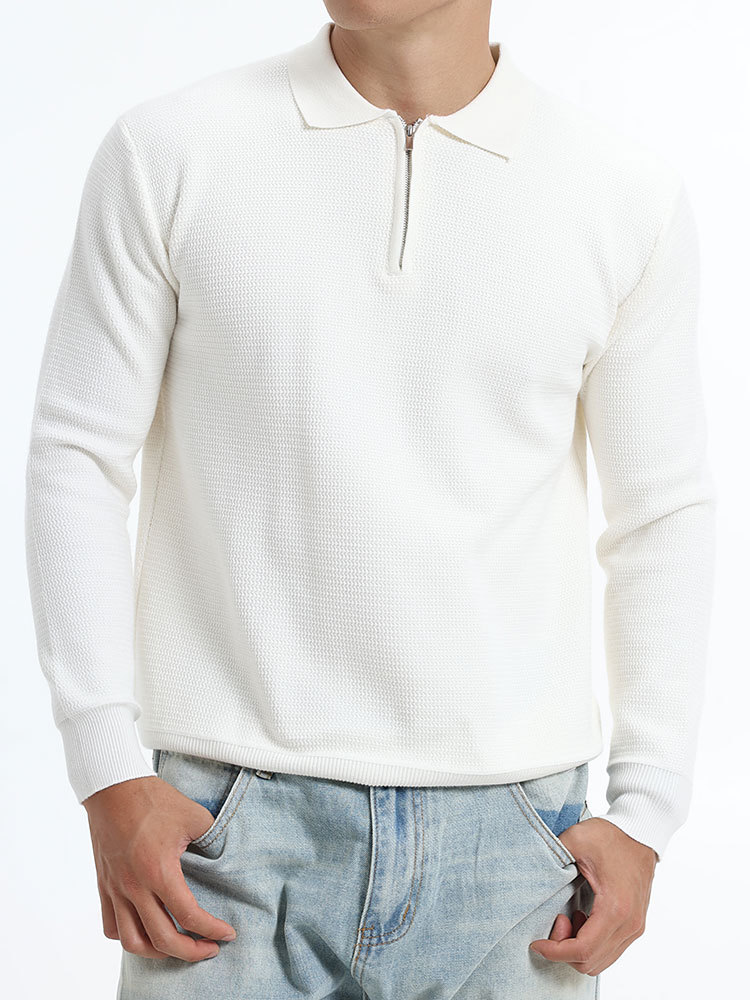 Otoño y invierno de alta calidad semia cremallera solapa suéter de hombre camiseta de punto de negocios casual jersey estampado suéter de base para hombre