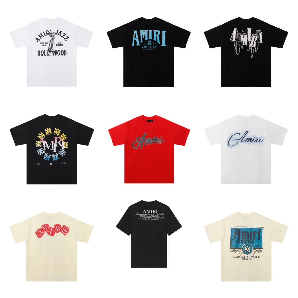 Amiri Hərfli Çap T-shirt — Kişi və Qadın üçün Amerikan Üslubu
