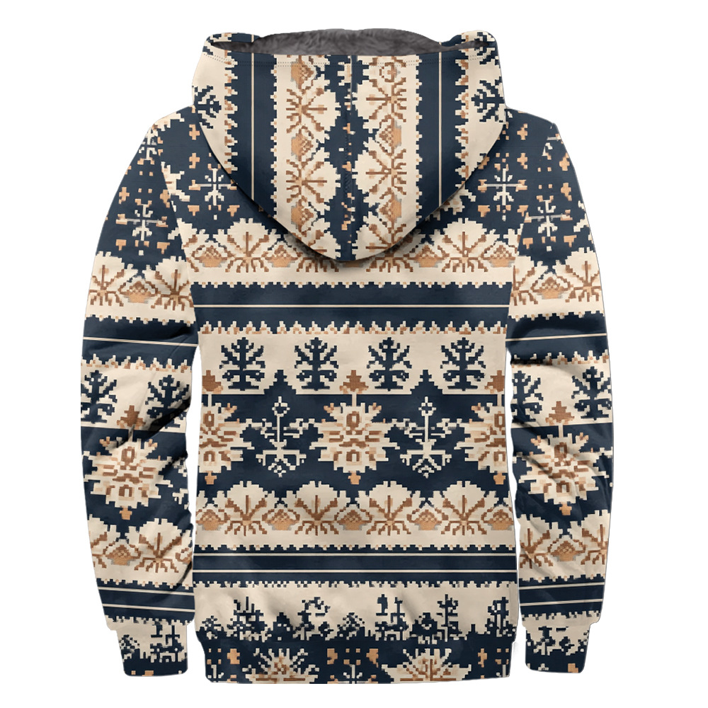 Giacca in pile con cappuccio natalizia da uomo - calda e comoda_voghion.com