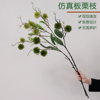 侘寂风仿真板栗果枝橱窗造景家居艺术插花摆件客厅装饰仿真把束