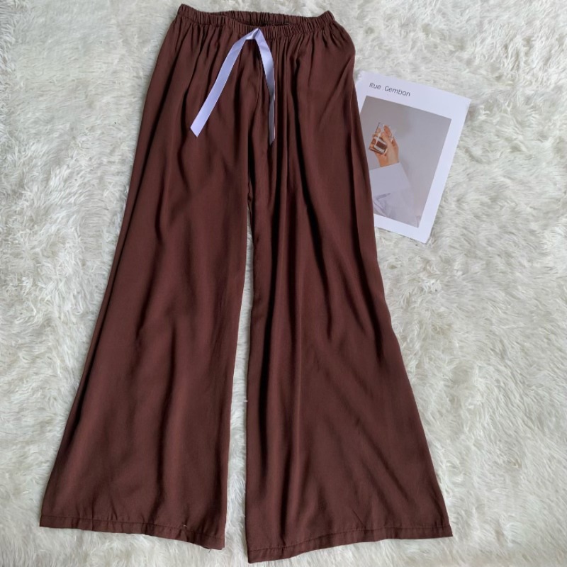 코튼 실크 와이드 팬츠 - 레트로 코코아 브라운