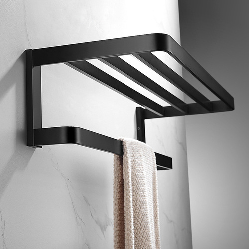 Brass bathroom towel rack black storage rack clothes hook bathroom bathroom hardware pendant toilet towel bar set