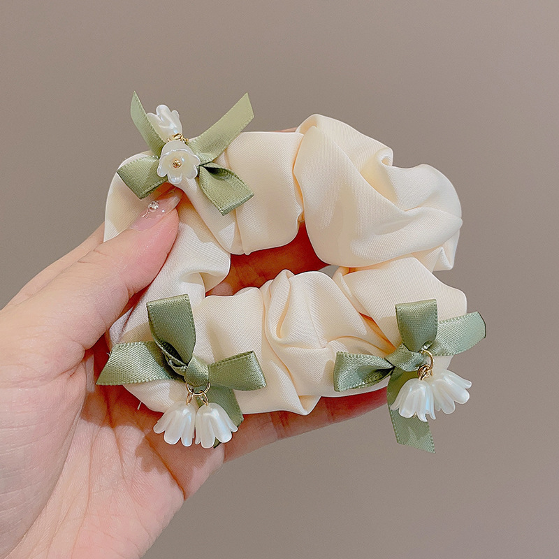 Ballet estilo encaje intestino grueso lazo para el cabello de alto valor con cola de caballo cuerda para el cabello flor para la cabeza niña de verano bola cabeza cuerda para el cabello accesorios para el cabello