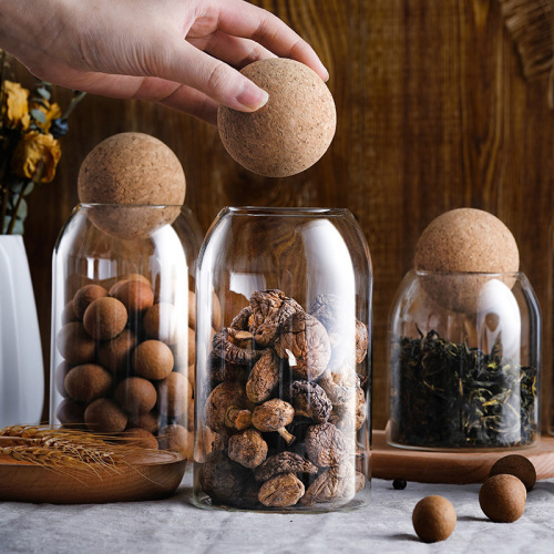 Coffee Bean Jar, Japanese Minimalist Round Glass Bottle with Cork Seal, Storage Canister for Tea, Sealed Canister, Coffee Bean Storage Jar
