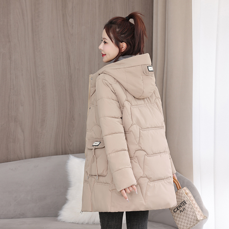 2025 nueva chaqueta china de algodón encapuchada de invierno de algodón sólido chaqueta de algodón gruesa y larga chaqueta de mujer image 8