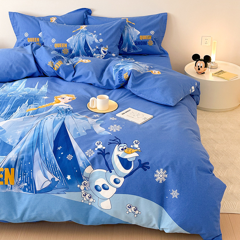 Todo el algodón grueso molienda Mickey otoño invierno impresión de cuatro piezas de dibujos animados para niños sábanas de algodón cubierta de tres piezas