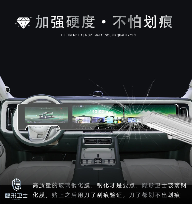 Tempered film for the rear display screen of the HarmonyOS Xiangjie G9 central control navigation system, modified car interior protective film accessories