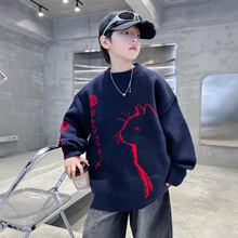 儿童装男童冬装加厚毛衣2025新款中大童秋冬款男孩冬季针织打底衫