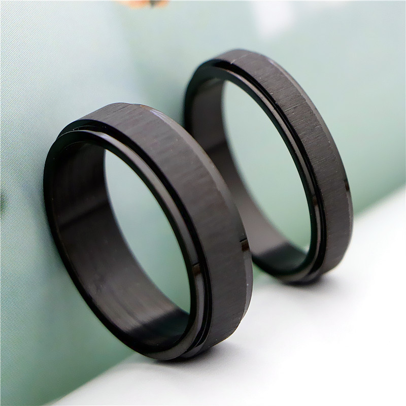 Aowei Luo Korean-Style Steel Jewelry Women's Ring, Fashionable Cool Black Couple Rings, Trendy Minimalist Ins-Style Personality Men's Ring