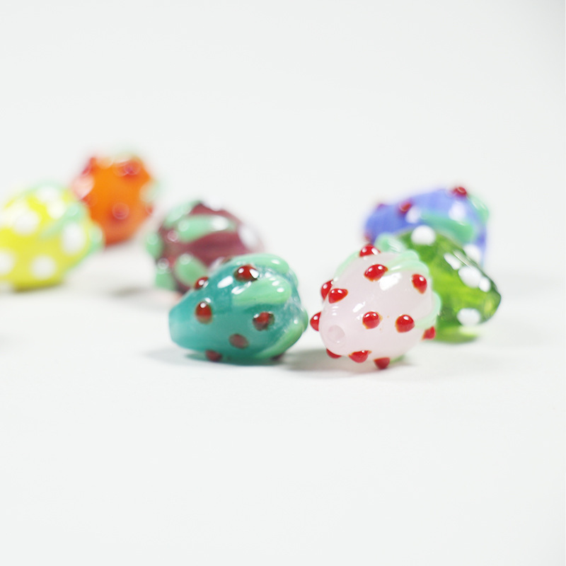 Cute Cartoon Stereo Artificial Colorful Strawberry DIY Glass Beaded Earrings Hair Accessories Bracelet Accessories Material Wholesale