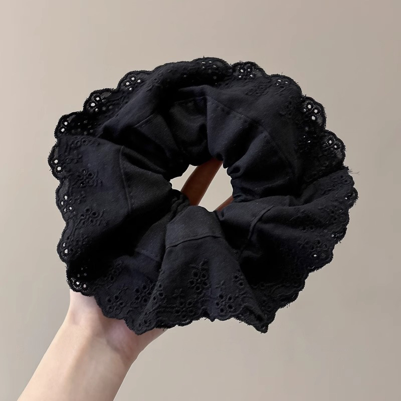 2 anillo de pelo grueso de encaje negro (4 capas)