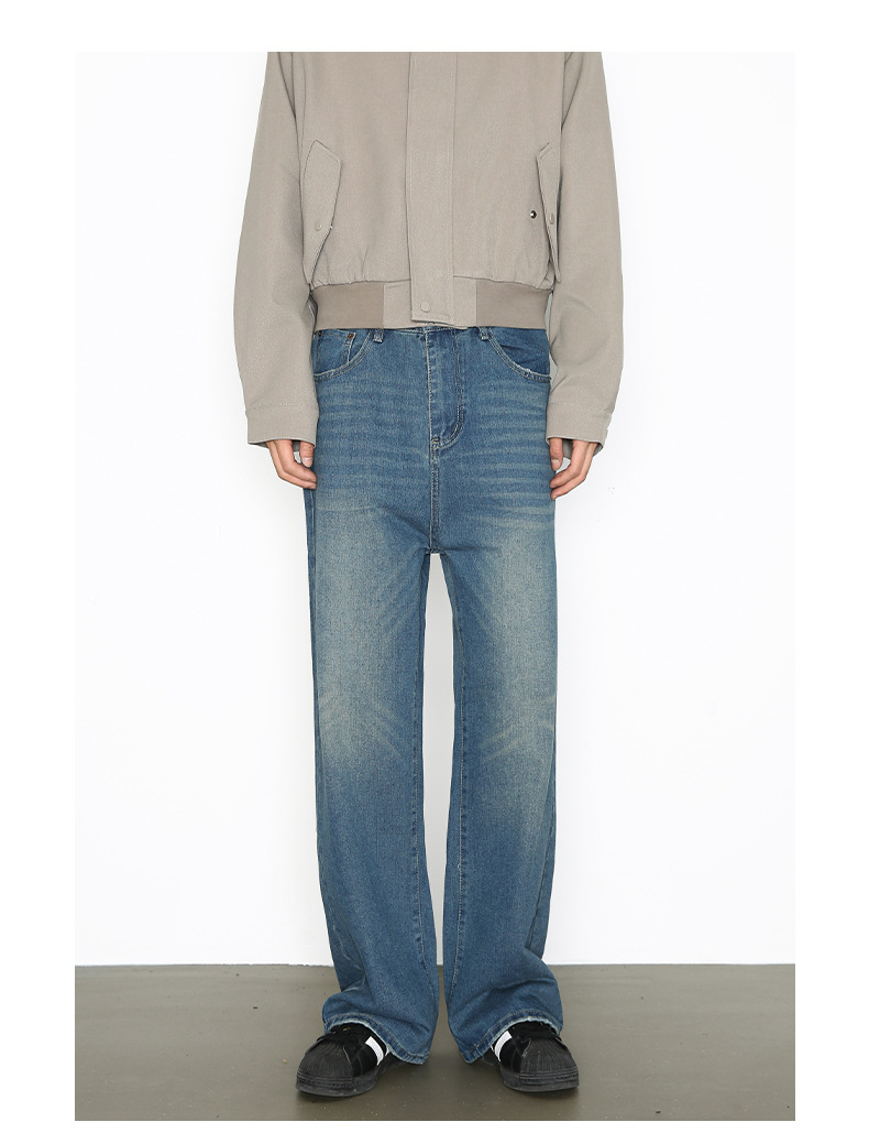 Men's Clothing Retro Washed Jeans Loose Straight Leg Trousers Men's Wide Leg Trousers Trendy Versatile In Stock_mkmklike.com