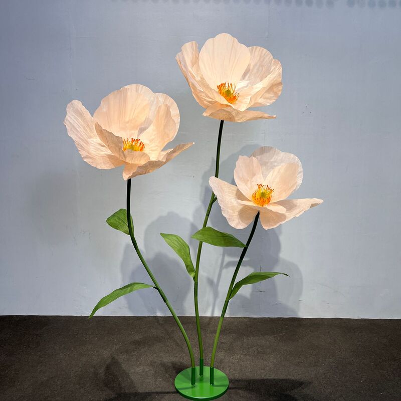 Large Finished Handmade Artificial Poppy Paper Flowers for Window Display Decoration