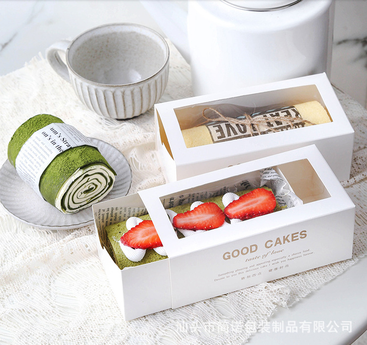 Internet celebridad hornear cajón Push-Pull toalla rollo caja de embalaje con rollo caja transparente suizo pastel rollo caja de embalaje