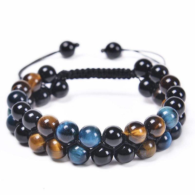 40g Weight Bracelets Classification Fashion Round Natural Stone Beaded Knitting Men'S Bracelets Men Beaded Bracelets