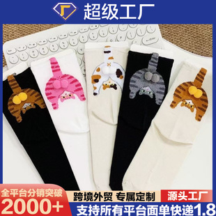 Spring and Summer Couple Socks, Cute Mid-Calf Versatile Women's Slouch Socks, All-Season Socks, Cartoon Cat Dingdang Egg Ins Japanese Style