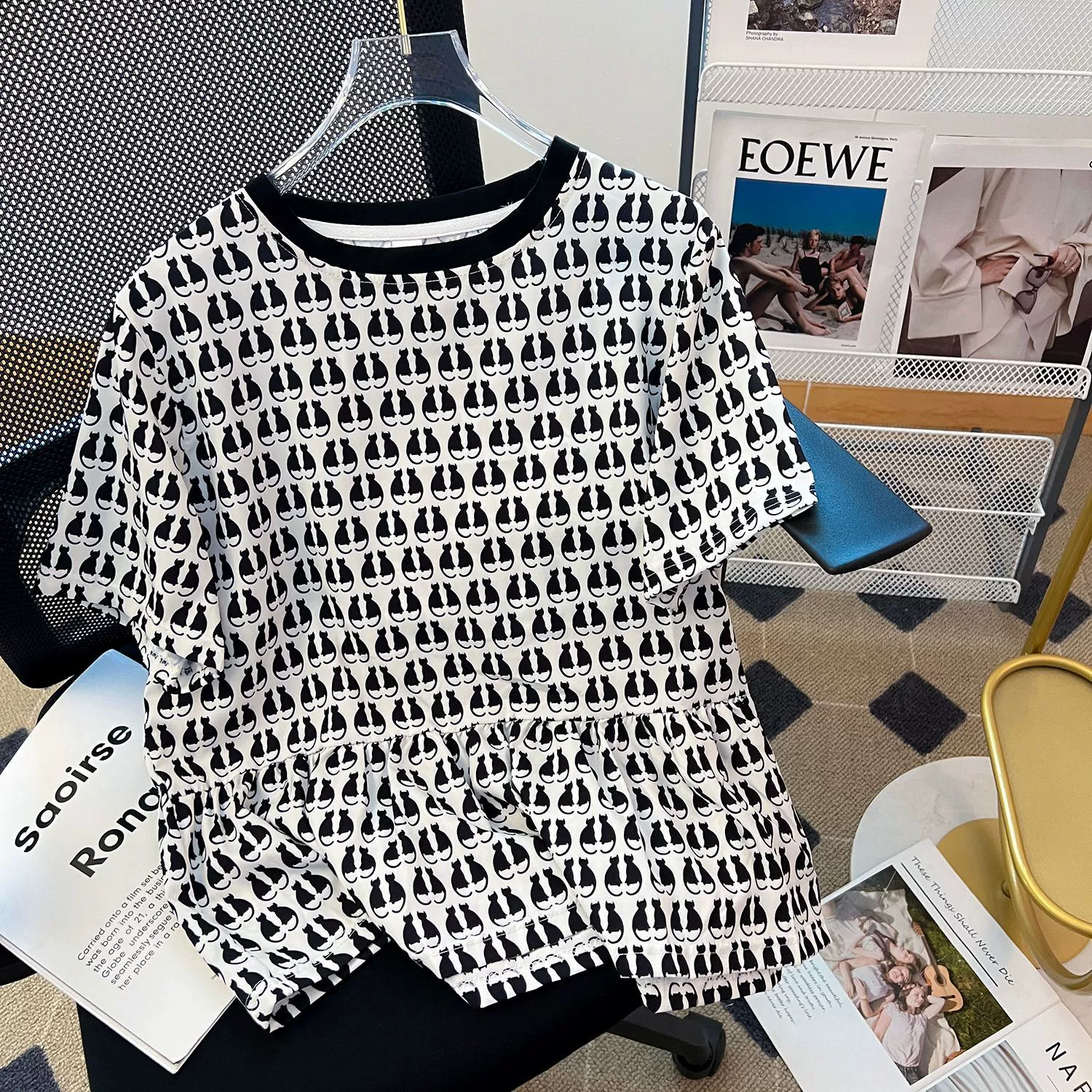 Высококачественная футболка с короткими рукавами Sense, женская летняя 2023, Новое поступление, свободная ниша, пухлая девушка, большие размеры, шикарный Приталенный топ в Корейском стиле