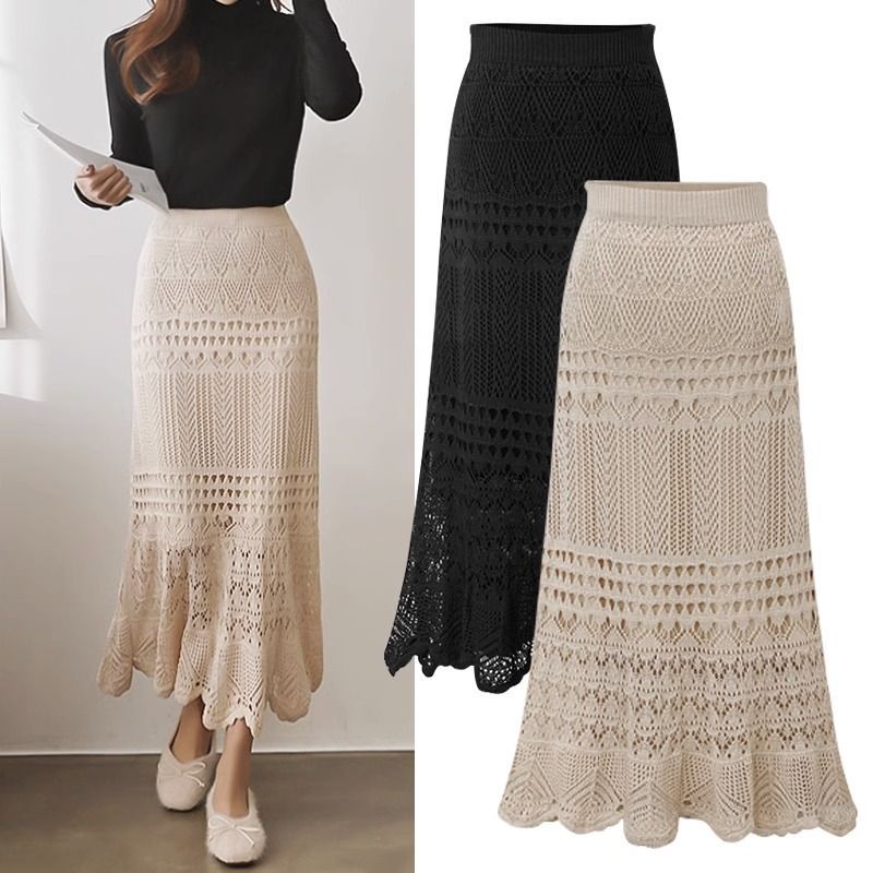 Summer extra large thin knitted long skirt