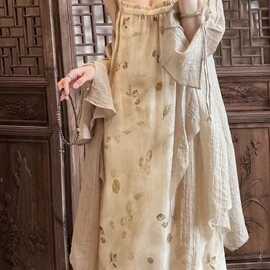 中式设计套装吊带连衣裙夏季开衫两件套国风禅意女装茶服田园简约