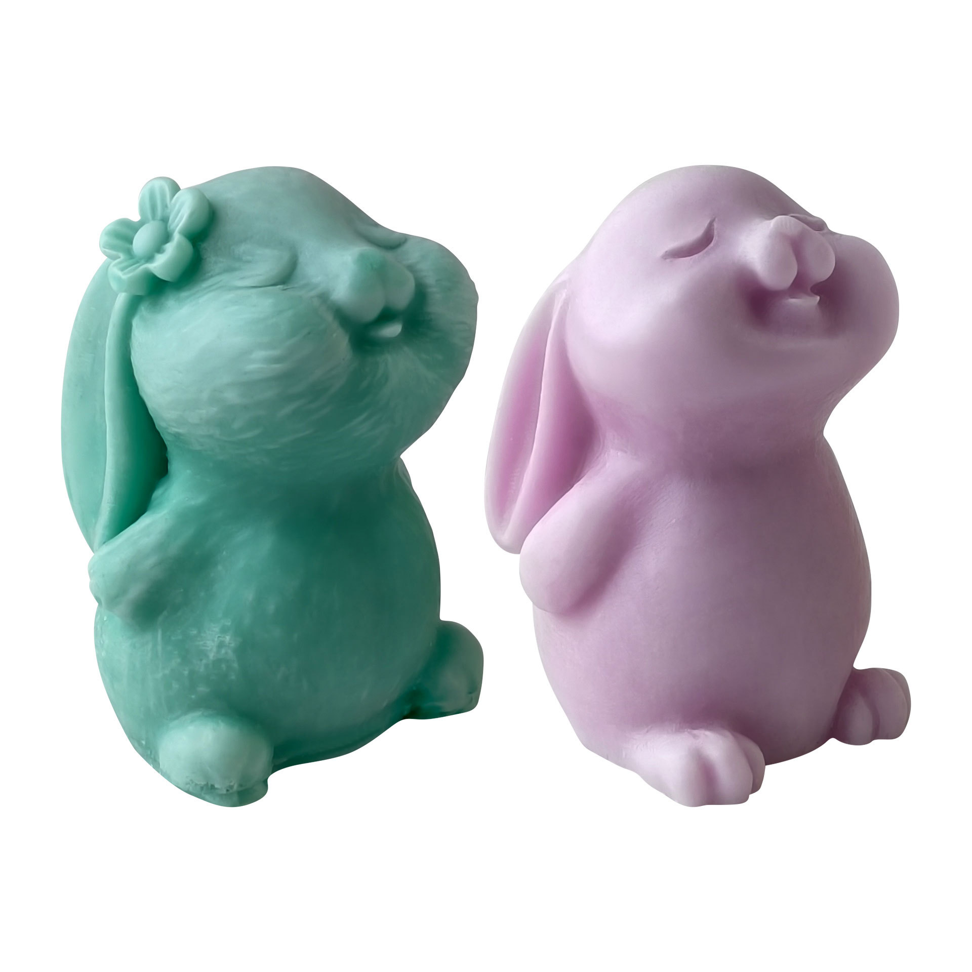 Jiahuimei oreja larga conejo aromaterapia vela jabón hecho a mano DIY regalo molde de silicona conejo molde de decoración de yeso