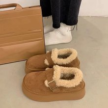 厚底勃肯棉鞋女款外穿加绒加厚2025年冬季新款百搭防滑毛绒雪地靴