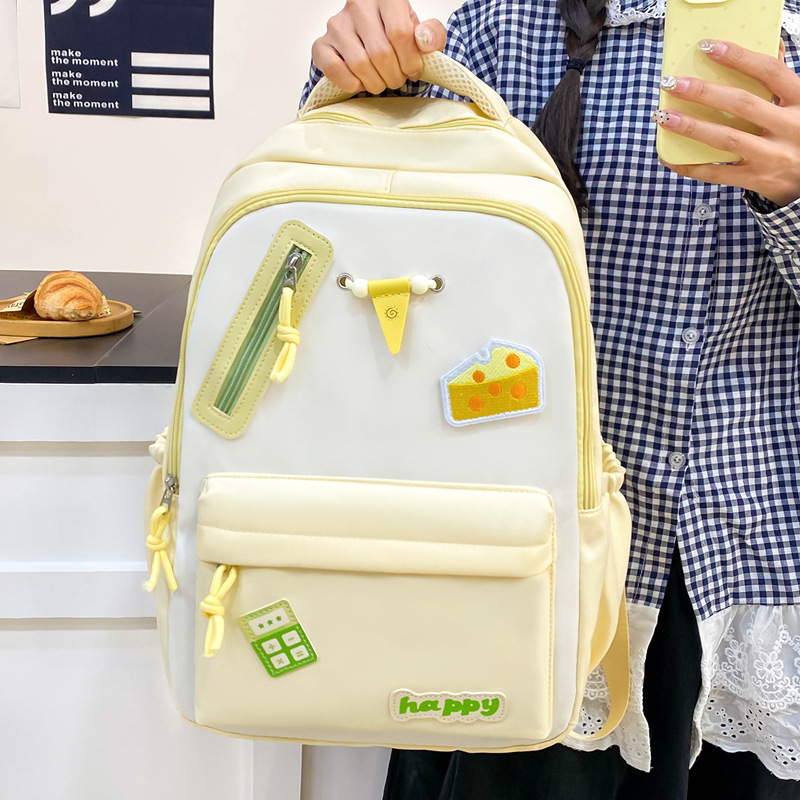 Bonita mochila de mensajero para estudiantes, nueva mochila de escuela primaria de gran capacidad para estudiantes de secundaria, mochila de mensajero casual de color en contraste