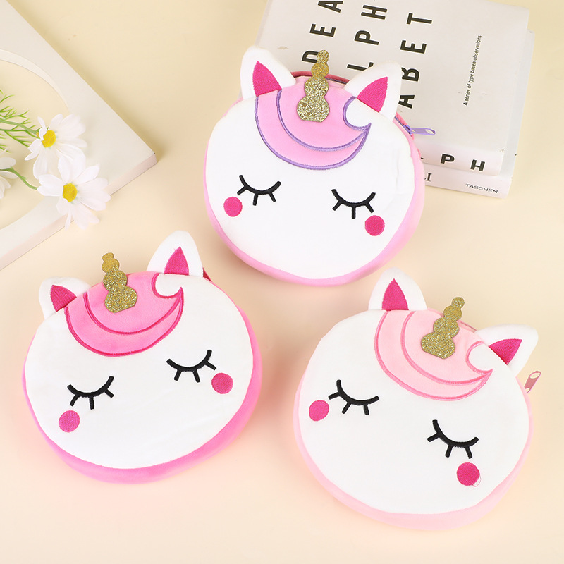 Estilo coreano lindo unicornio felpa mensajero bolsa de dibujos animados niños princesa bolsa niños y niñas bolso de hombro niños monedero